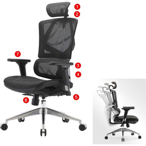 Bürostuhl HWC-J89, Schreibtischstuhl ergonomisch, Lordosenstütze hohe Rückenlehne 3D-Armlehnen Mesh schwarz
