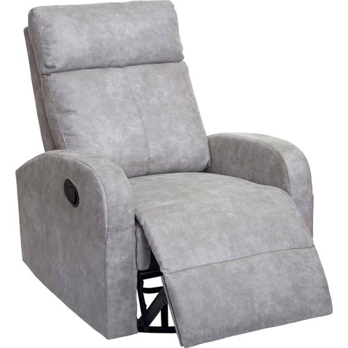 Fernsehsessel HWC-A54 Premium, Relaxsessel Schaukelstuhl Wippfunktion, drehbar Stoff/Textil hellgrau