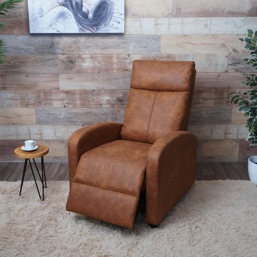 Fernsehsessel HWC-F76, Relaxsessel Sessel Liegesessel, Liegefunktion verstellbar Stoff/Textil vintage WildKunstleder