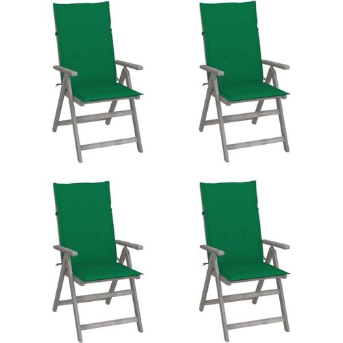 Hochlehner Verstellbar 4 Stk. mit Auflagen Massivholz Akazie