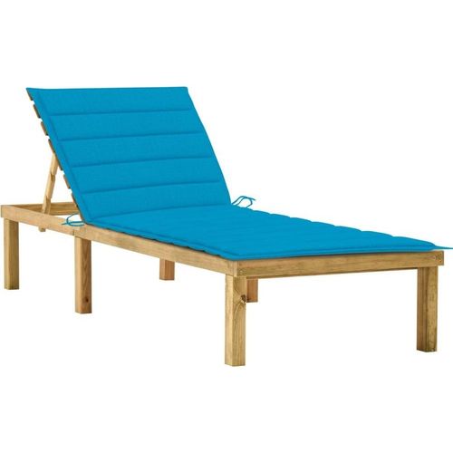 Sonnenliege mit Blauer Auflage Imprägniertes Kiefernholz