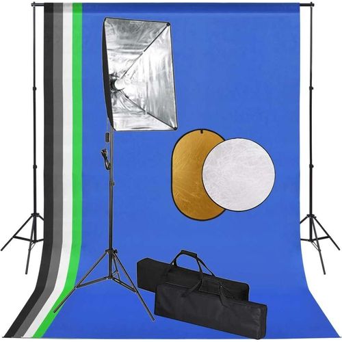 Prolenta Premium - Fotostudio-Set mit Softbox-Lampen, Hintergrund und Reflektor