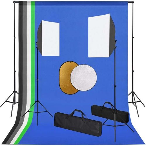 Prolenta Premium - Fotostudio-Set mit Leuchten, Hintergrundsystem und Reflektor