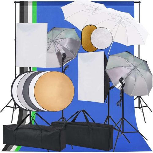 Prolenta Premium - Fotostudio-Set Softbox-Lampen, Schirm, Hintergrund, Reflektor