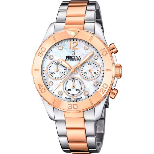 Festina Edelstahl Damen Uhr Armbanduhr silber rose Casual D2UF20605/1