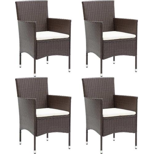 Garten-Essstühle 4 Stk. Poly-Rattan Braun