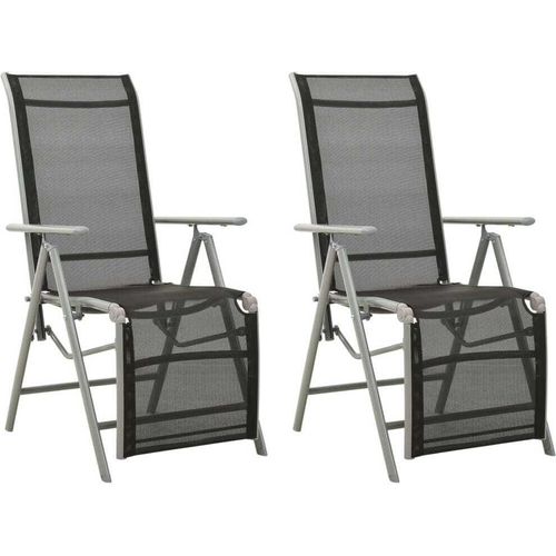 Garten-Liegestühle 2 Stk. Textilene und Aluminium Silbern