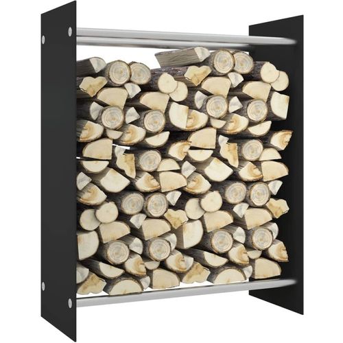 Prolenta Premium - Brennholzregal Schwarz 80x35x100 cm Hartglas