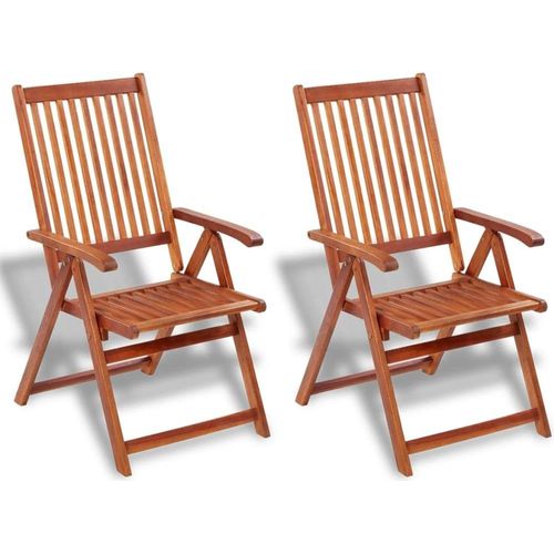 Braun Gartenstühle 2 Stk. Klappbar Akazie Massivholz