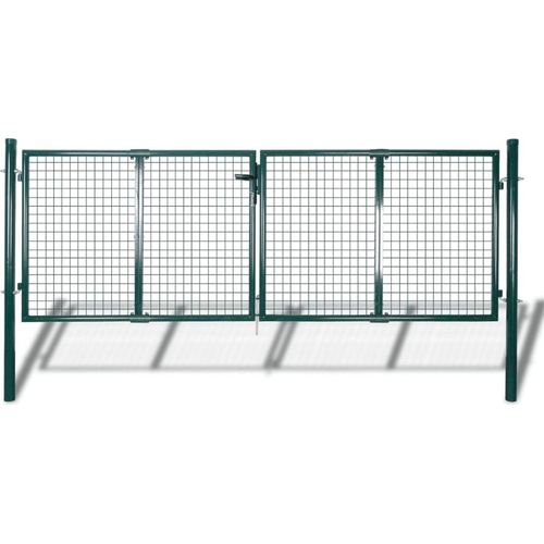 Möbel Gartenzaun Tor 289x125 cm/306x175 cm Stahl Grün - Gartentore 42981