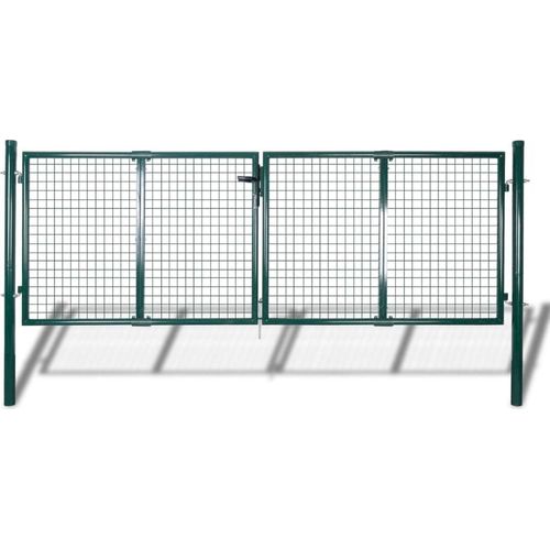 Möbel Gartenzaun Tor 289x100 cm/306x150 cm Stahl Grün - Gartentore 42979
