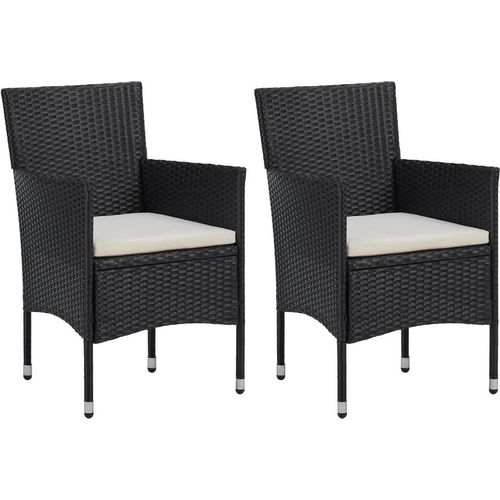 Garten-Essstühle 2 Stk. Poly Rattan Schwarz