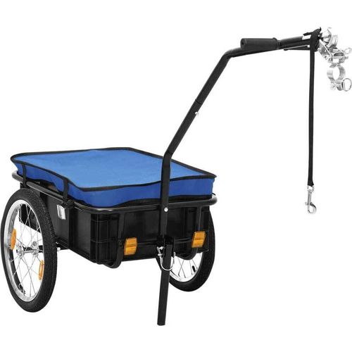 Prolenta Premium Fahrradanhänger/Handwagen 155x60x83 cm Stahl Blau