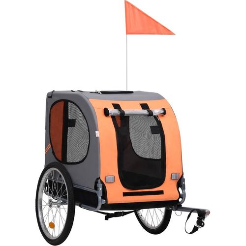 Hunde-Fahrradanhänger Orange und Grau Oxford-Gewebe + Stahlrahmen