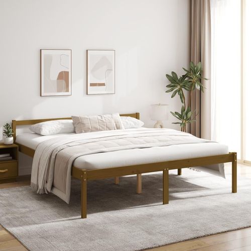 vidaXL Seniorenbett Honigbraun 200x200 cm Massivholz Kiefer - Seniorenbett - Seniorenbetten - Bett Senioren - Betten Senioren