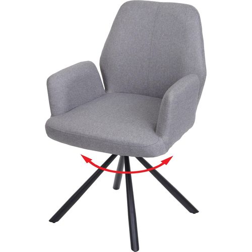 Esszimmerstuhl HWC-H71, Küchenstuhl Lehnstuhl Stuhl, drehbar Auto-Position Stoff/Textil Stahl hellgrau