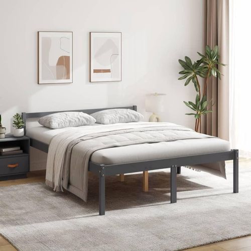 vidaXL Seniorenbett Grau 150x200 cm Massivholz Kiefer - Seniorenbett - Seniorenbetten - Bett Senioren - Betten Senioren