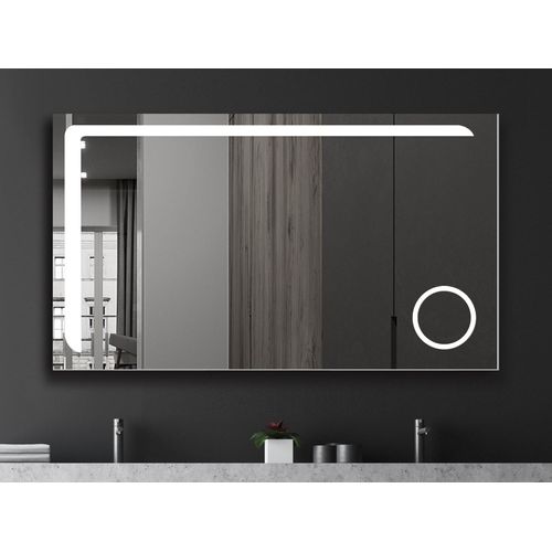 Badspiegel mit Beleuchtung Talos Arrow 120 x 70 cm Wandspiegel - beleuchteter Kosmetikspiegel - hochwertiger Aluminiumrahmen mit Kippschalter - Lichtspiegel mit Lichtfarbe Neutralweiß - Badezimmerspiegel
