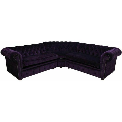 Lila Luxus Chesterfield Eck Couch Sofa Polster Sitz Garnitur Textil Stoff Sofas