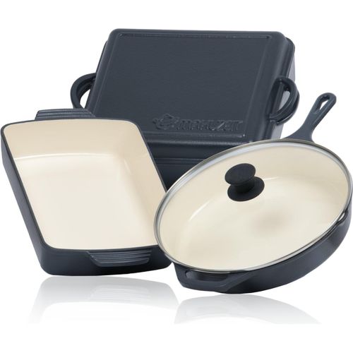 Mahlzeit 3-teiliges Gusseisen Set | Ø 29,5 cm, 3,8 Liter, 10,8 Liter | Blue Berry | Kochset, Topfset