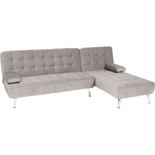Schlafsofa HWC-K22, Couch Ecksofa Sofa, Liegefläche links/rechts Schlaffunktion 236cm Samt grau