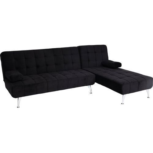 Schlafsofa MCW-K22, Couch Ecksofa Sofa, Liegefläche links/rechts Schlaffunktion 236cm Samt schwarz