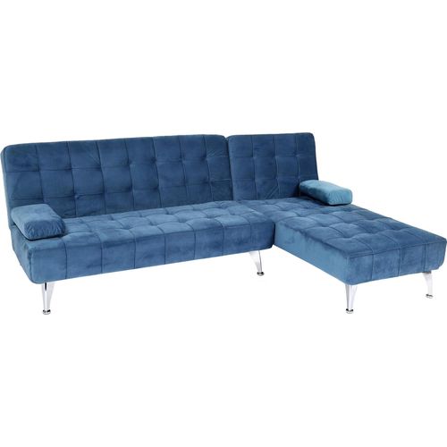 Schlafsofa MCW-K22, Couch Ecksofa Sofa, Liegefläche links/rechts Schlaffunktion 236cm Samt blau