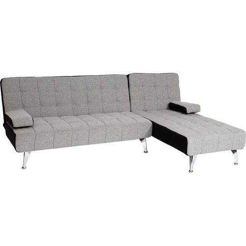 Schlafsofa HWC-K22, Couch Ecksofa Sofa, Liegefläche links/rechts Schlaffunktion 236cm Stoff/Textil hellgrau, schwarz