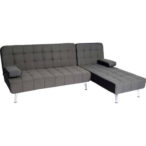 Schlafsofa HWC-K22, Couch Ecksofa Sofa, Liegefläche links/rechts Schlaffunktion 236cm Stoff/Textil dunkelgrau, schwarz