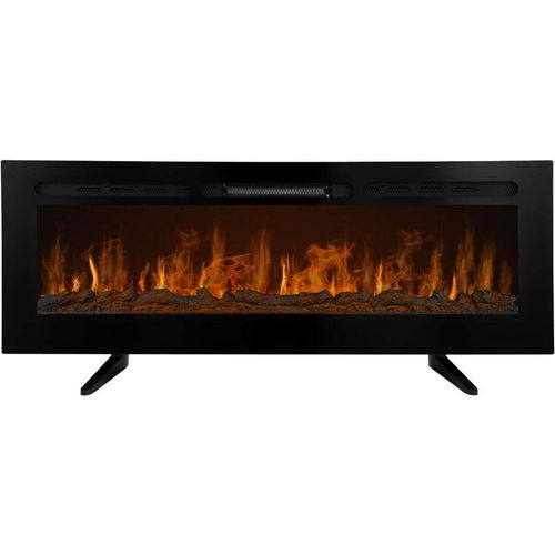 Elektrokamin 152cm Elektroheizung Einbau Wandkamin Kamin LED Dekokamin Schwarz