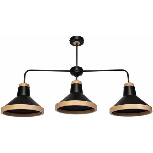 Deckenleuchte Salma Schwarz / Holz 3Xe27 Deckenlampe