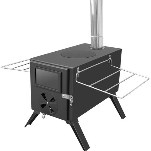 TOMSHOO Outdoor-Produkte, CampFeuer ZeltofenCamping-Holzofen, Holzofen mit abnehmbarem Kamin, geeignet zum Heizen und Kochen im Freien beim Camping