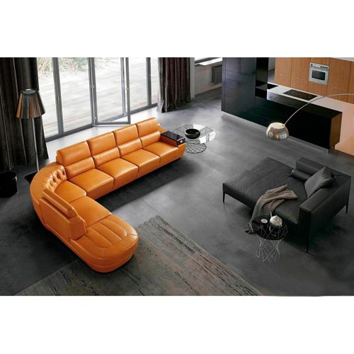 JV Möbel Stilvolles oranges Ecksofa Polstermöbel