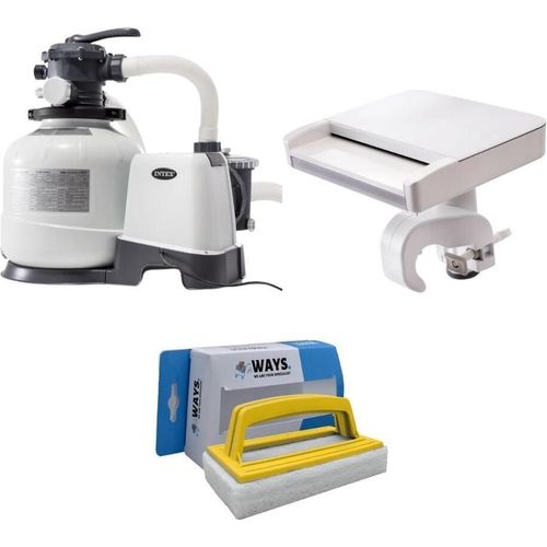 Intex - Wasserfall & Sandfilterpumpe 10500 L/u & WAYS Scheuerbürste