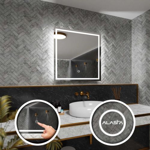 Badspiegel mit LED Beleuchtung und Touch-Schalter - Atlanta - 60 cm, 60 cm