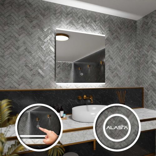 Badspiegel mit LED Beleuchtung und Touch-Schalter - Brasil - 70 cm, 70 cm
