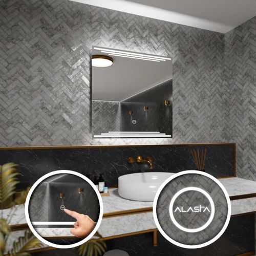 Badspiegel mit LED Beleuchtung und Touch-Schalter - Burma - 100 cm, 100 cm