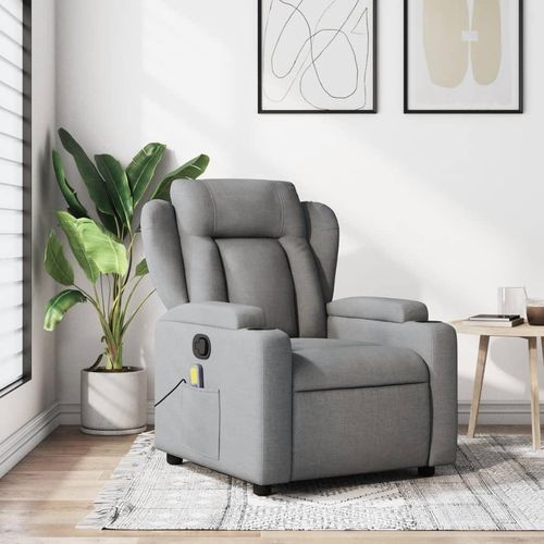 Massagesessel Hellgrau Stoff 372415