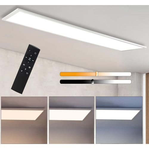 ZMH LED Deckenleuchte Dimmbar Panel Deckenlampe 120x30 cm mit Fernbedienung 48W Deckenpanel Wohnzimmerlampe 3840LM Modern Nachtlicht Schlafzimmerlampe Weiß Büroleuchte für Büro Küche flur