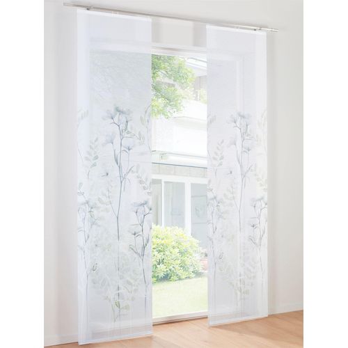 Schiebegardine HEINE HOME Gr. 3, grau (grau, grün), B:57cm H:225cm, Polyester, Gardinen