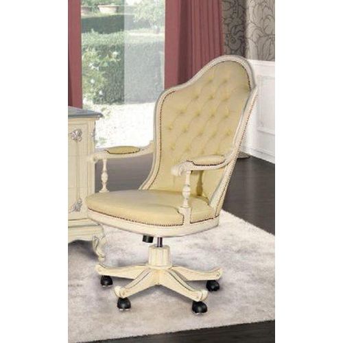 Bürostuhl Holz Chefsessel Chesterfield italienische Möbel weiß drehbar weiß neu