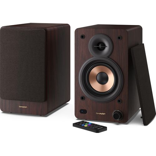 SHARP CP-SS30(BR), Regalboxen, 2-Wege-Aktivlautsprecher, 60 W (2 x 30 W), Bluetooth, USB