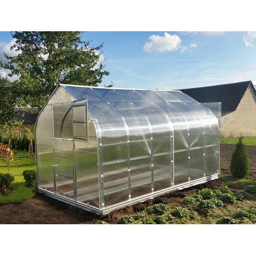 Gewächshaus KLASIKA STANDART 10 (2,5 x 4 m) mit fundament, 6 mm Polycarbonat und dachluken mit automatischen Öffnern.