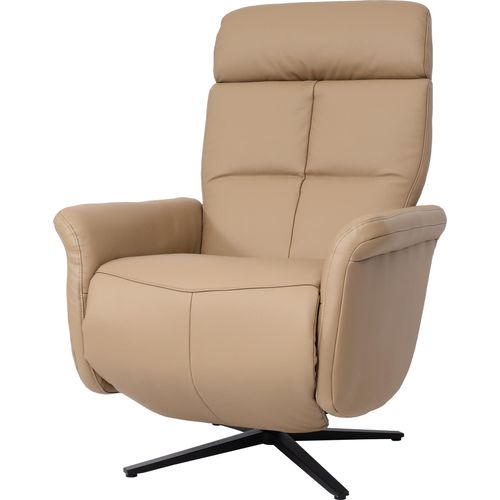 Relaxsessel HWC-L10, Design Fernsehsessel TV-Sessel Liegesessel, Liegefunktion drehbar, Voll-Leder taupe