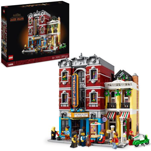 LEGO 10312 Icons Jazz Club Modellbausatz für Erwachsene mit 5 Teilen inklusive Bühne plus Band-Mini-Figuren, Modular Buildings 2023 Collection, Geschenk für Musikliebhaber