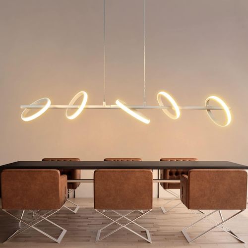 ZMH LED Pendelleuchte esstisch Hängeleuchte - modern Weiß Pendellampe 31W Drehbaren Abnehmbar Ringen für Wohnzimmer Essizimmer Warmweiß 3000K