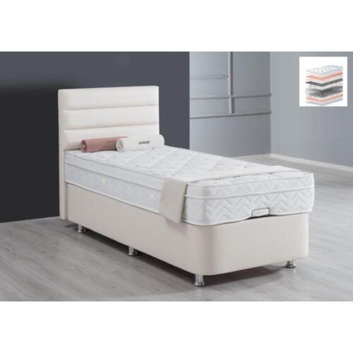 Bett Beige Einzelbett Metall Modern Schlafzimmer Betten Möbel 120x200