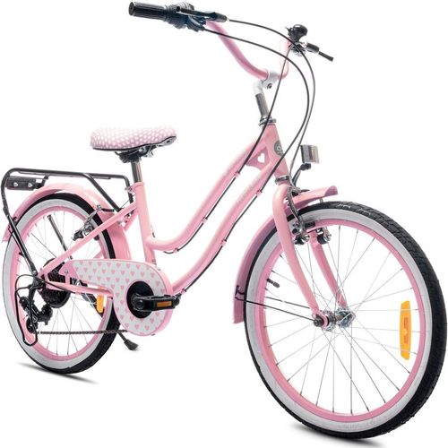 Mädchen fahrrad 20 Zoll mit SHIMANO 6-Gang Heart Bike Puderrosa