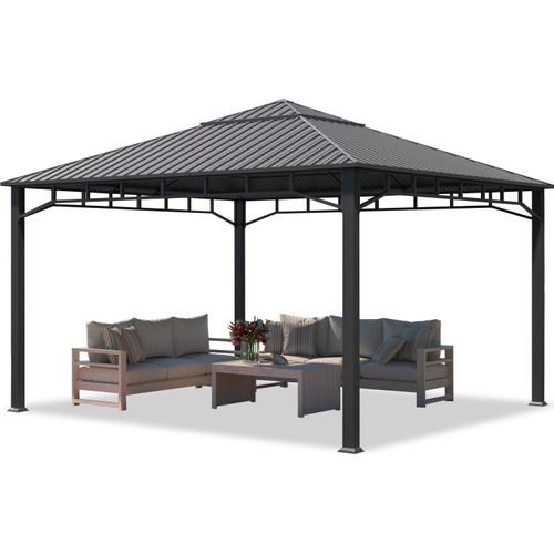 Gartenpavillon 4x4 m Stahldach Hardtop, ohne Seitenteile, Pfosten 9x9 cm