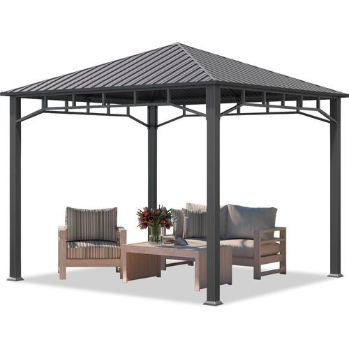 Gartenpavillon 3x3 m Stahldach Hardtop, ohne Seitenteile, Pfosten 9x9 cm